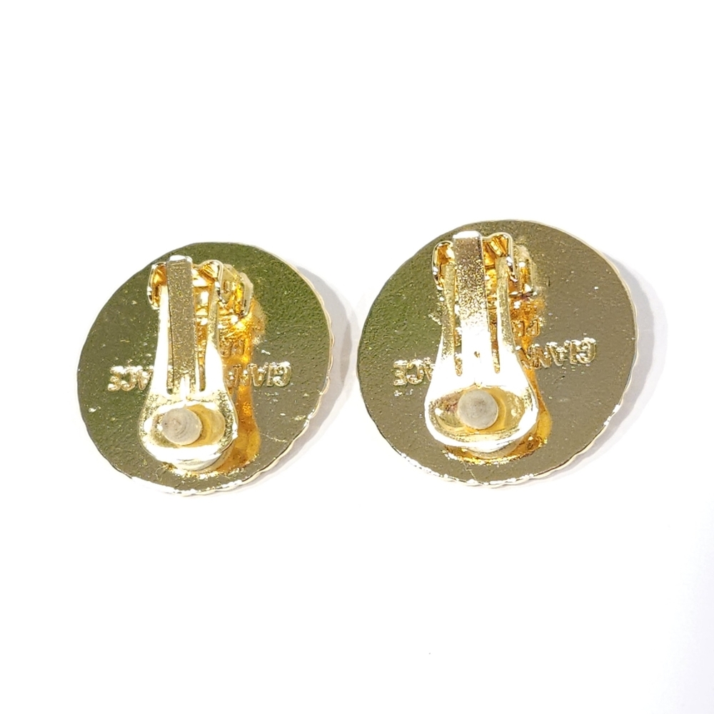 Vintage Versace Lion Coin Earrings 70s 80s Gold Tone Gianni Versace Clip Ons - Picture 11 of 17